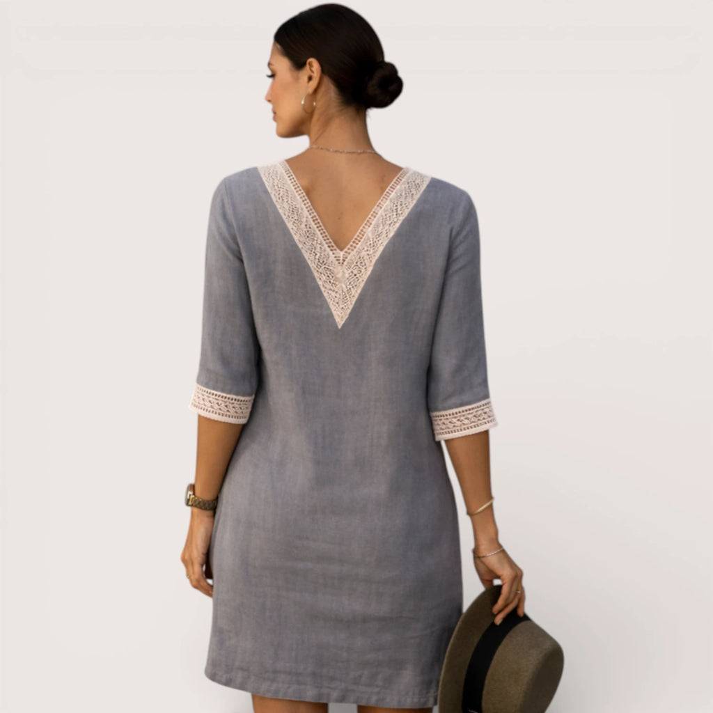 Elara | Women’s Linen V-Neck Summer Dress