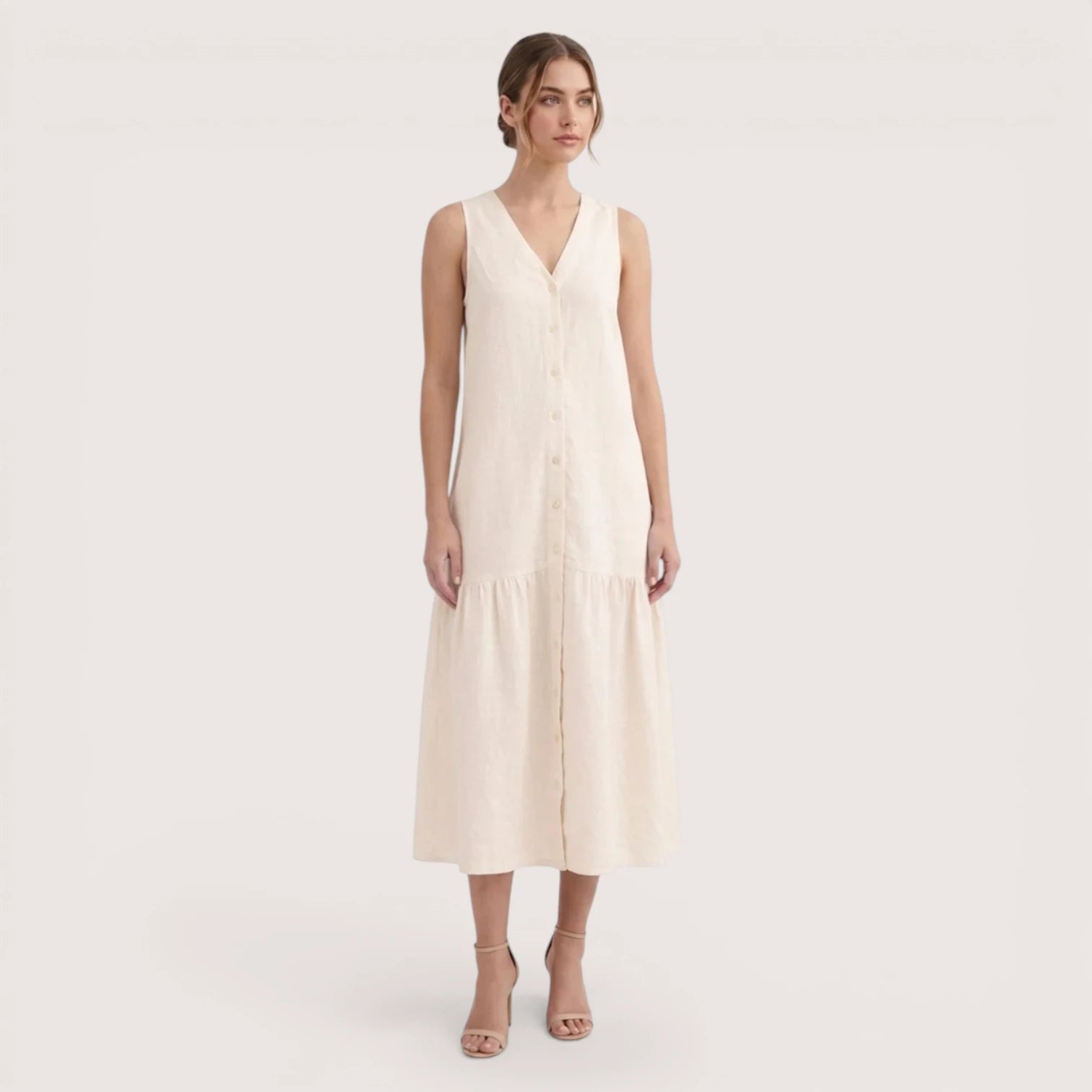 Liora | Women’s Sleeveless Button Midi Dress