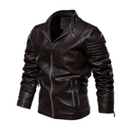 Adrian | Men's Faux Leather Moto Jacket With Zip Pockets