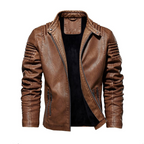 Adrian | Men's Faux Leather Moto Jacket With Zip Pockets