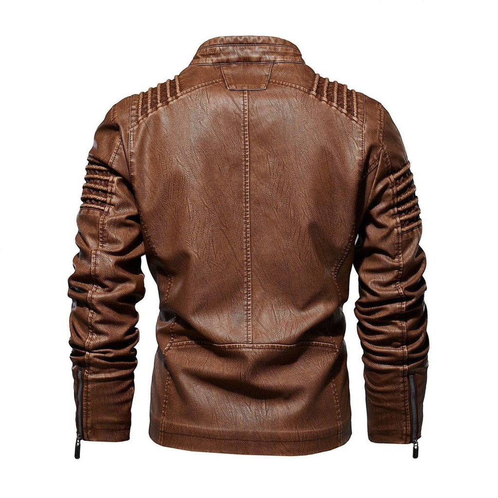 Adrian | Men's Faux Leather Moto Jacket With Zip Pockets