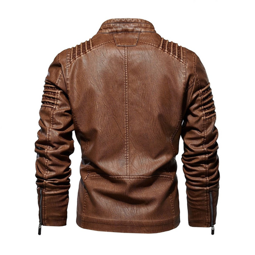Adrian | Men's Faux Leather Moto Jacket With Zip Pockets