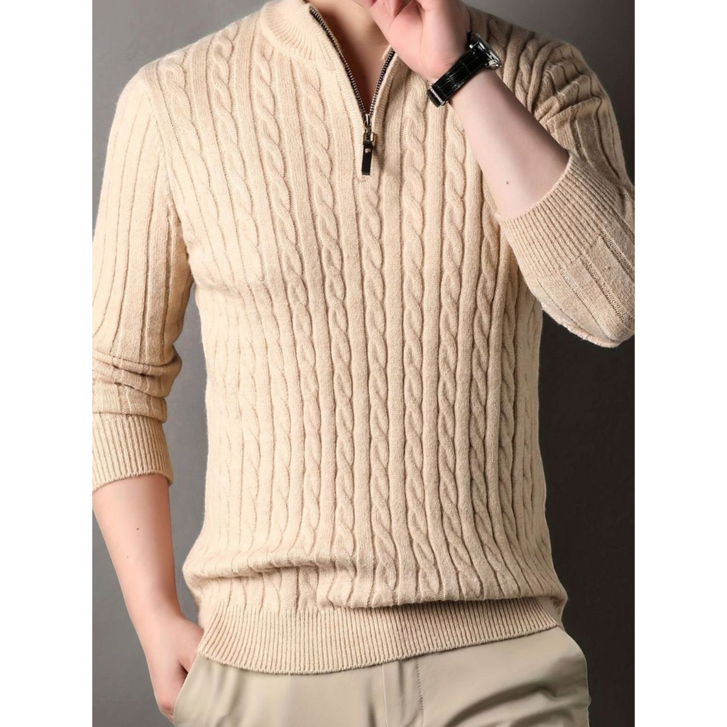 Alaric | Men's Cable Knit Half-Zip Winter Sweater