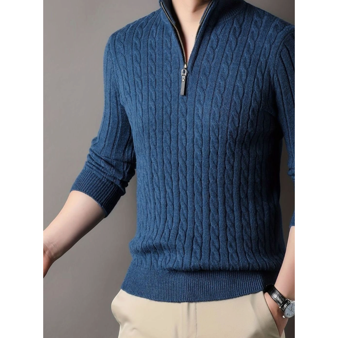 Alaric | Men's Cable Knit Half-Zip Winter Sweater