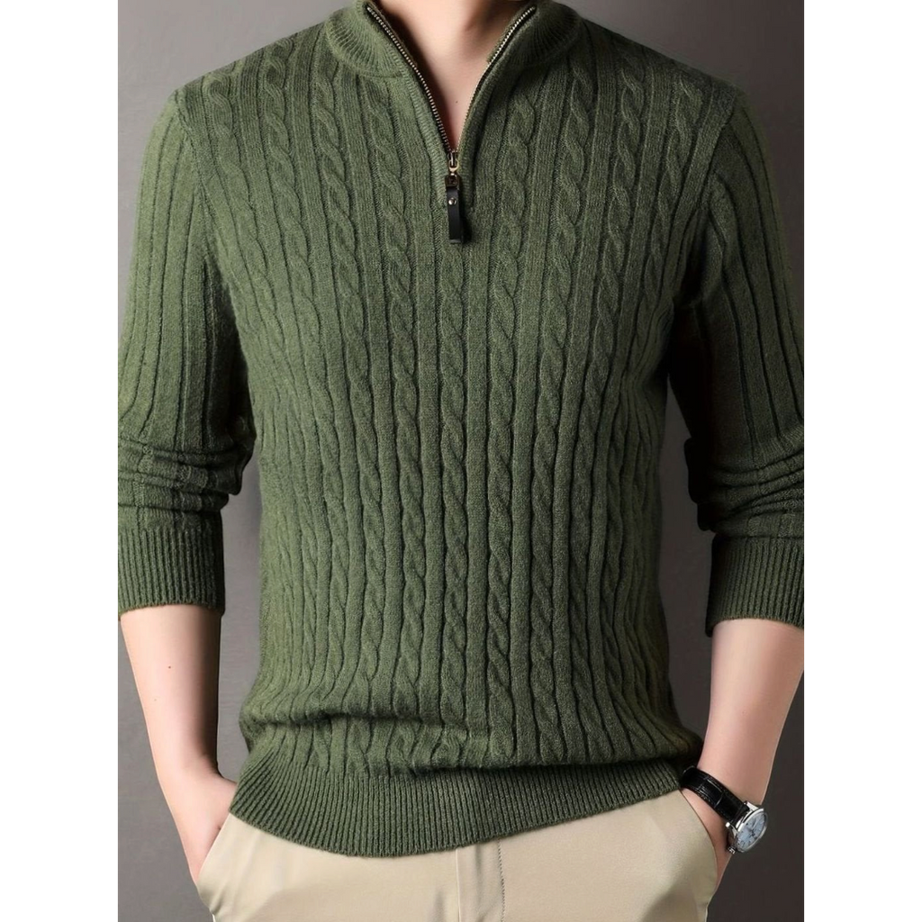 Alaric | Men's Cable Knit Half-Zip Winter Sweater