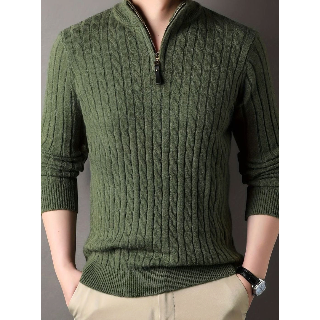 Alaric | Men's Cable Knit Half-Zip Winter Sweater