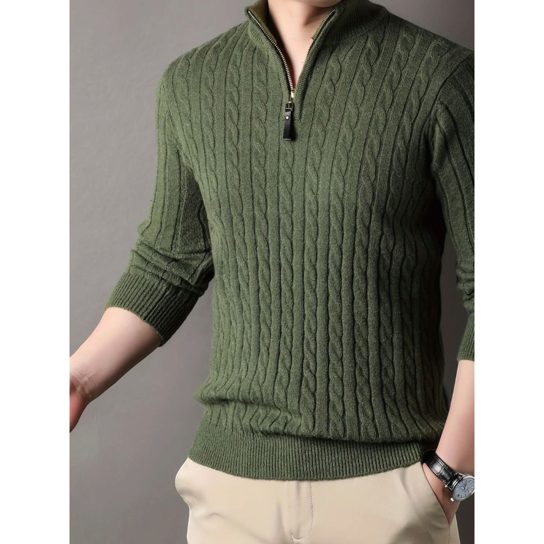 Alaric | Men's Cable Knit Half-Zip Winter Sweater