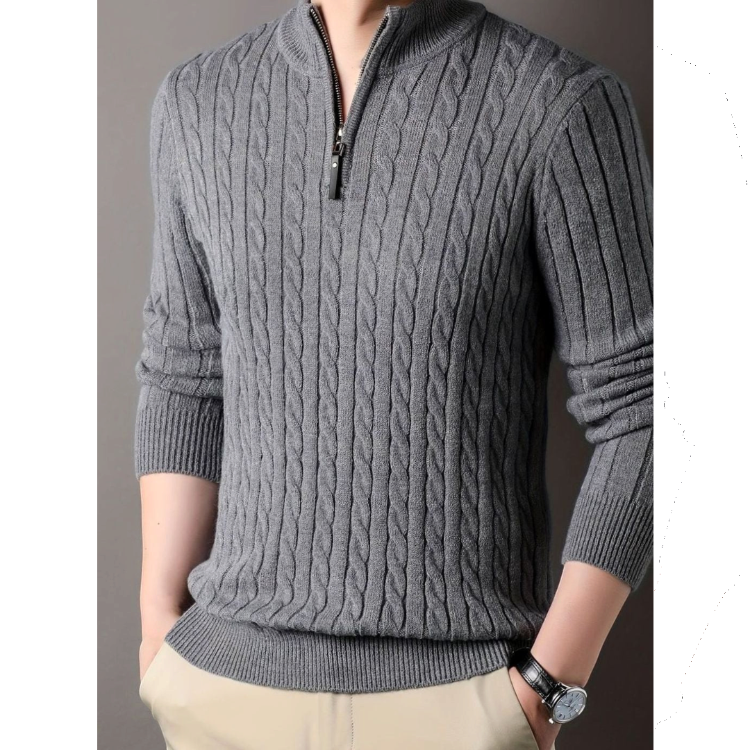 Alaric | Men's Cable Knit Half-Zip Winter Sweater