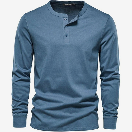 Alexander | Men's Long-Sleeve Henley Shirt With Three-Button Neckline