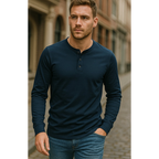 Alexander | Men's Long-Sleeve Henley Shirt With Three-Button Neckline