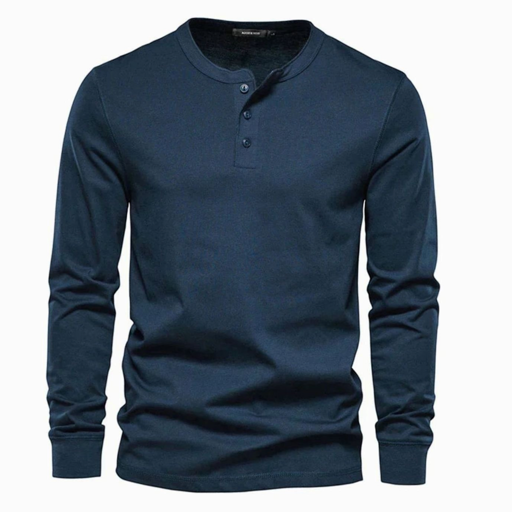 Alexander | Men's Long-Sleeve Henley Shirt With Three-Button Neckline