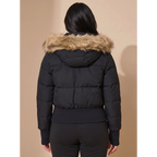 Amelia | Women's Cropped Quilted Puffer Jacket Faux Fur Hood
