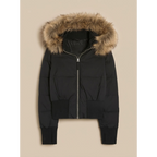 Amelia | Women's Cropped Quilted Puffer Jacket Faux Fur Hood