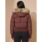 Amelia | Women's Cropped Quilted Puffer Jacket Faux Fur Hood