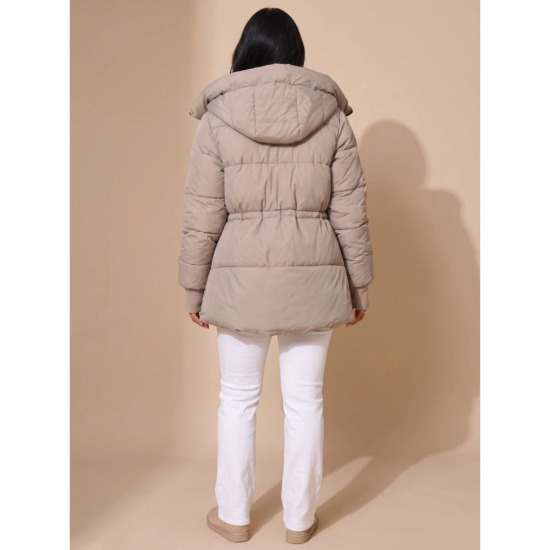 Amelia | Women's Cropped Quilted Puffer Jacket Faux Fur Hood