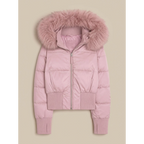 Amelia | Women's Cropped Quilted Puffer Jacket Faux Fur Hood