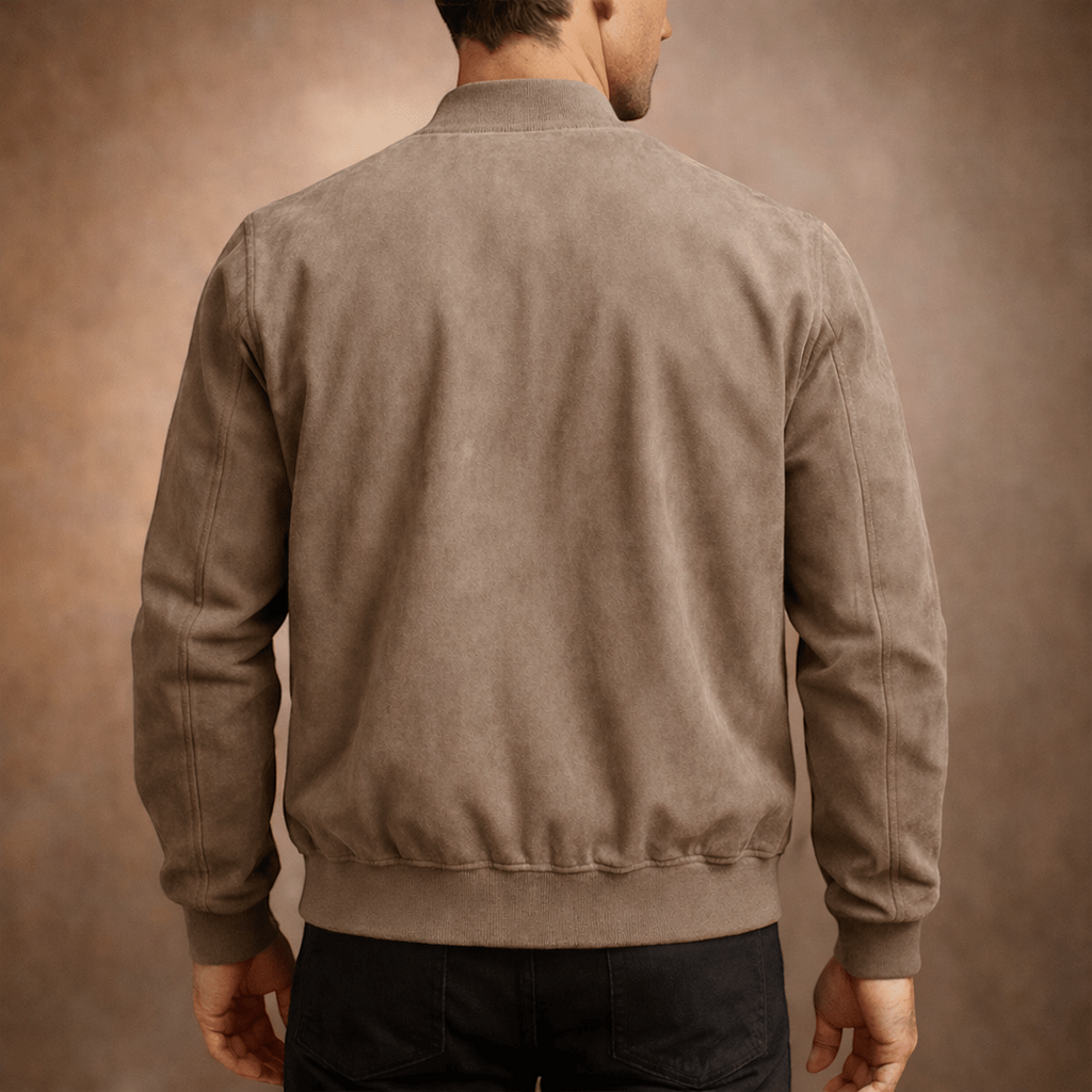Archie| Men's Suede-Look Bomber Jacket Ribbed Cuffs