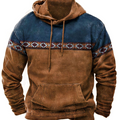 Charlie| Men's Retro Tribal Color-Block Drawstring Hoodie