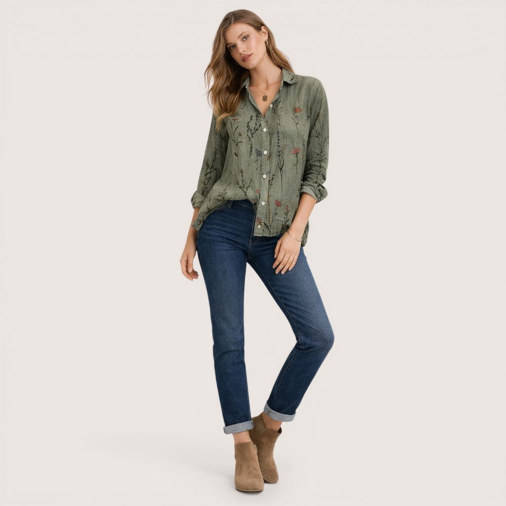 Elira | Women’s Long Sleeve Floral Button-Up Shirt