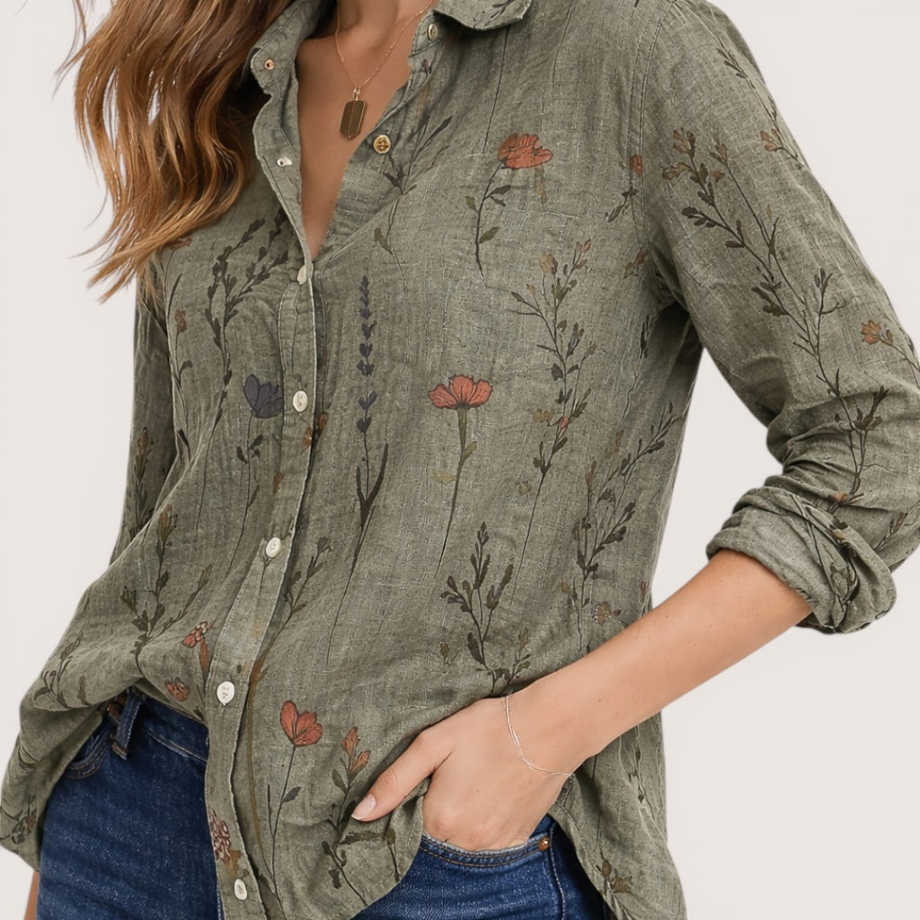 Elira | Women’s Long Sleeve Floral Button-Up Shirt