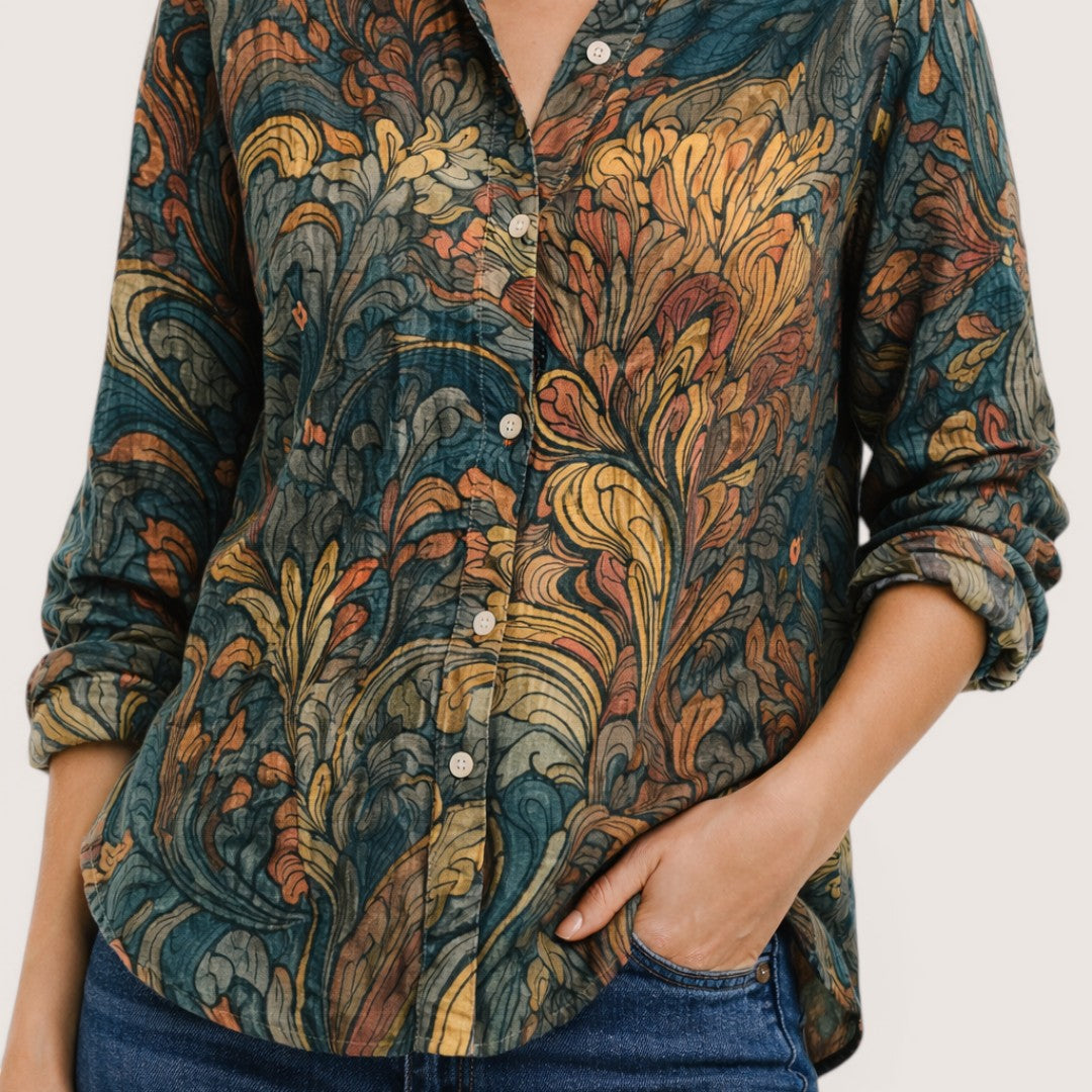 Elira | Women’s Long Sleeve Floral Button-Up Shirt