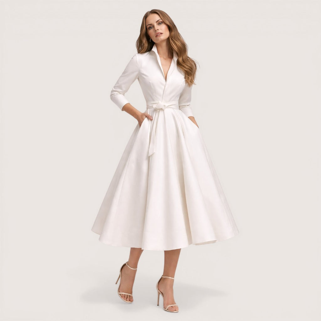 Aurelia | Women’s Structured Midi Dress with Full Skirt