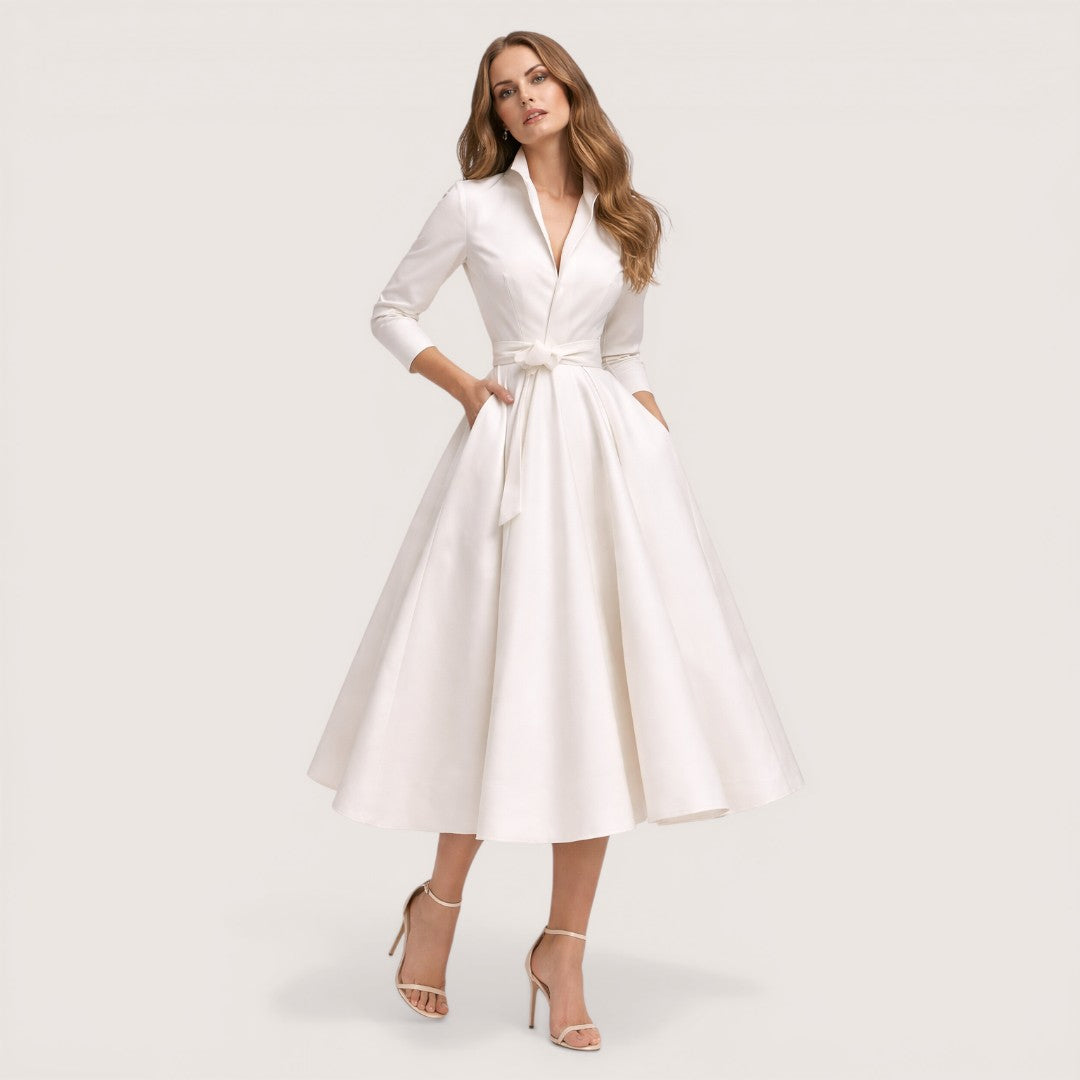 Aurelia | Women’s Structured Midi Dress with Full Skirt