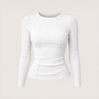 Aria | Women’s Ribbed Long Sleeve Top with Seam Detail