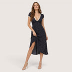 Elodie | Women’s Polka Dot Midi Dress with Lace Trim
