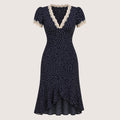 Elodie | Women’s Polka Dot Midi Dress with Lace Trim