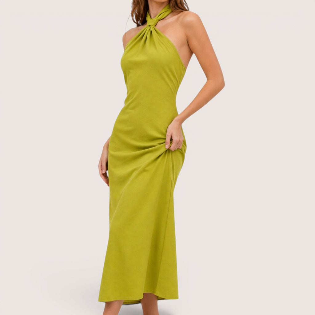 Liora | Women’s Halter Neck Maxi Dress with Cross Strap Detail