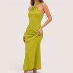 Liora | Women’s Halter Neck Maxi Dress with Cross Strap Detail