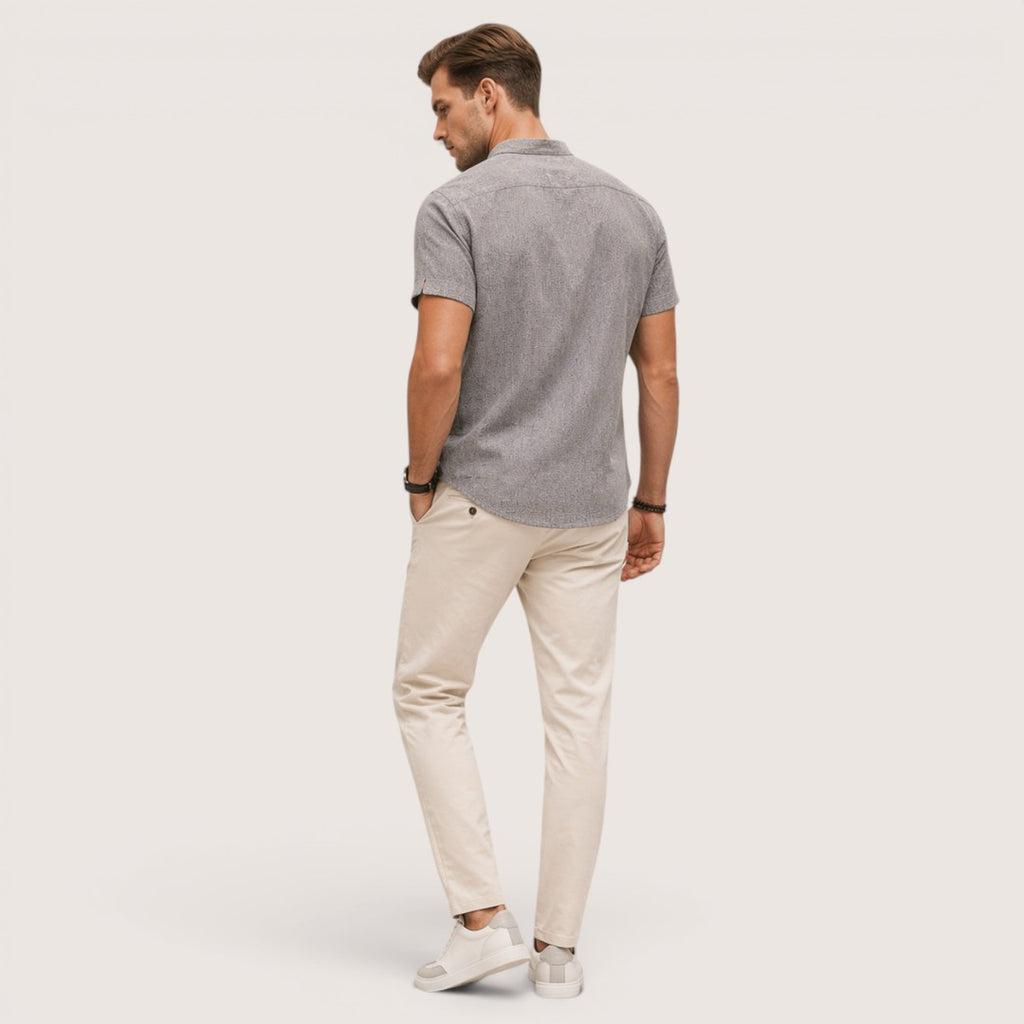 Arlo | Men’s Short Sleeve Henley Shirt with Mandarin Collar