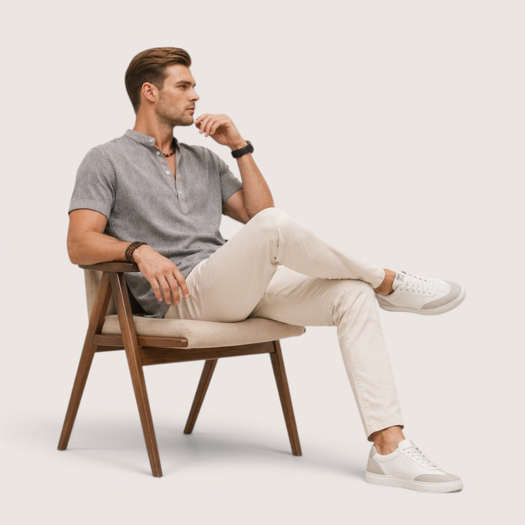 Arlo | Men’s Short Sleeve Henley Shirt with Mandarin Collar