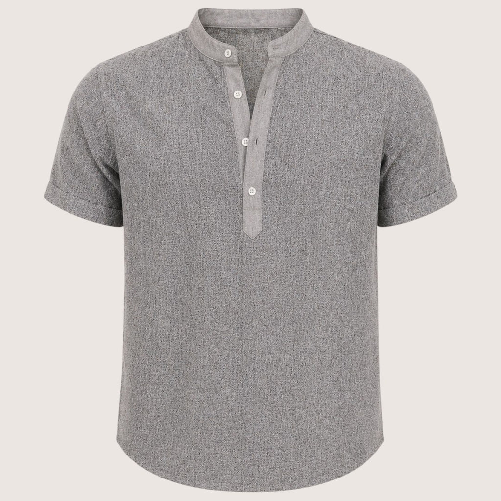 Arlo | Men’s Short Sleeve Henley Shirt with Mandarin Collar