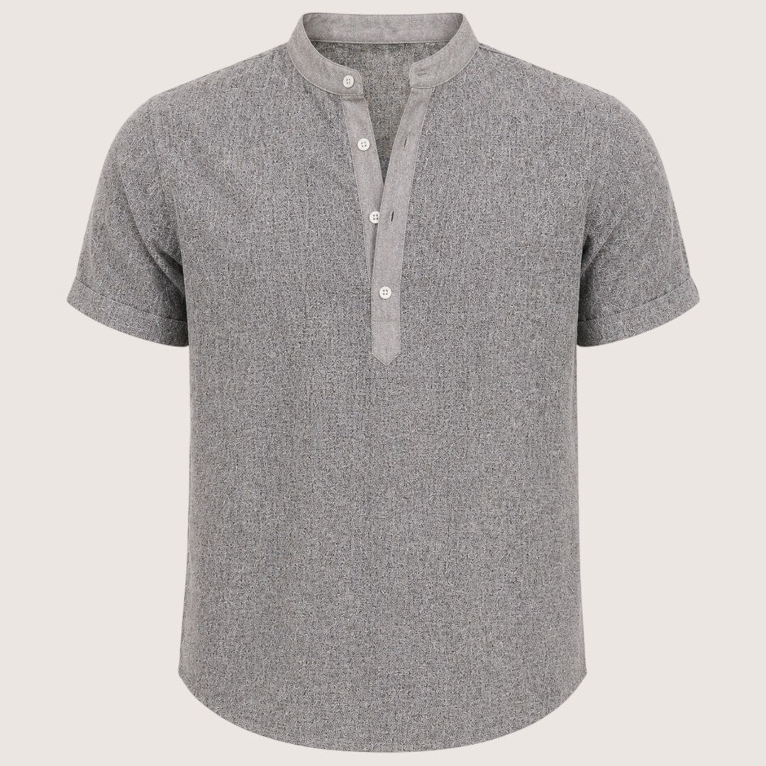 Arlo | Men’s Short Sleeve Henley Shirt with Mandarin Collar