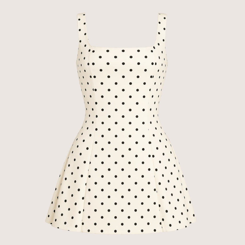 Camille | Women’s Polka Dot Mini Dress with Flared Skirt