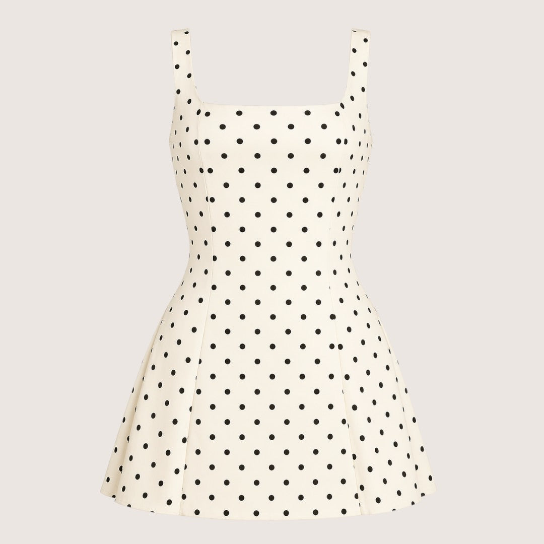 Camille | Women’s Polka Dot Mini Dress with Flared Skirt