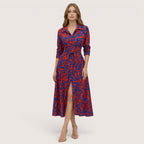 Zaria | Women’s Printed Shirt Dress with Tie Waist and Slit