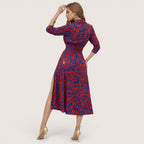 Zaria | Women’s Printed Shirt Dress with Tie Waist and Slit