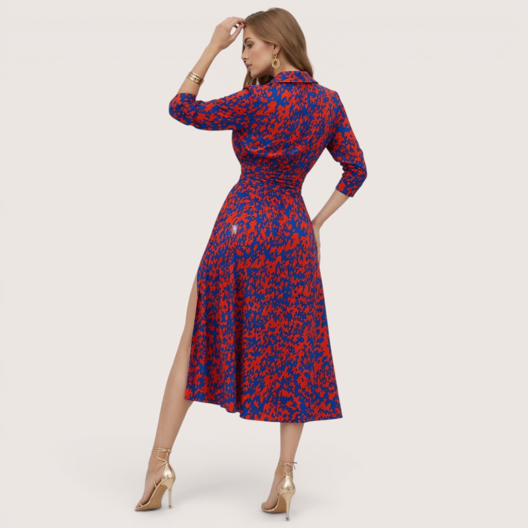 Zaria | Women’s Printed Shirt Dress with Tie Waist and Slit