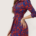 Zaria | Women’s Printed Shirt Dress with Tie Waist and Slit