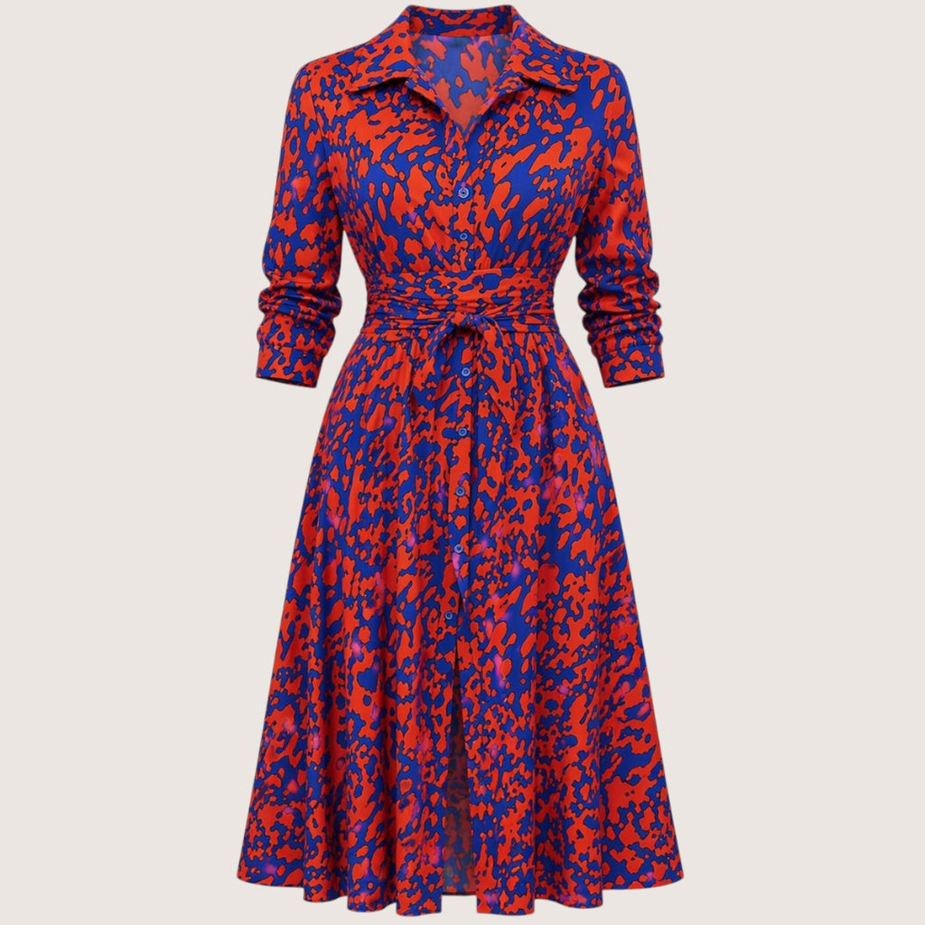 Zaria | Women’s Printed Shirt Dress with Tie Waist and Slit