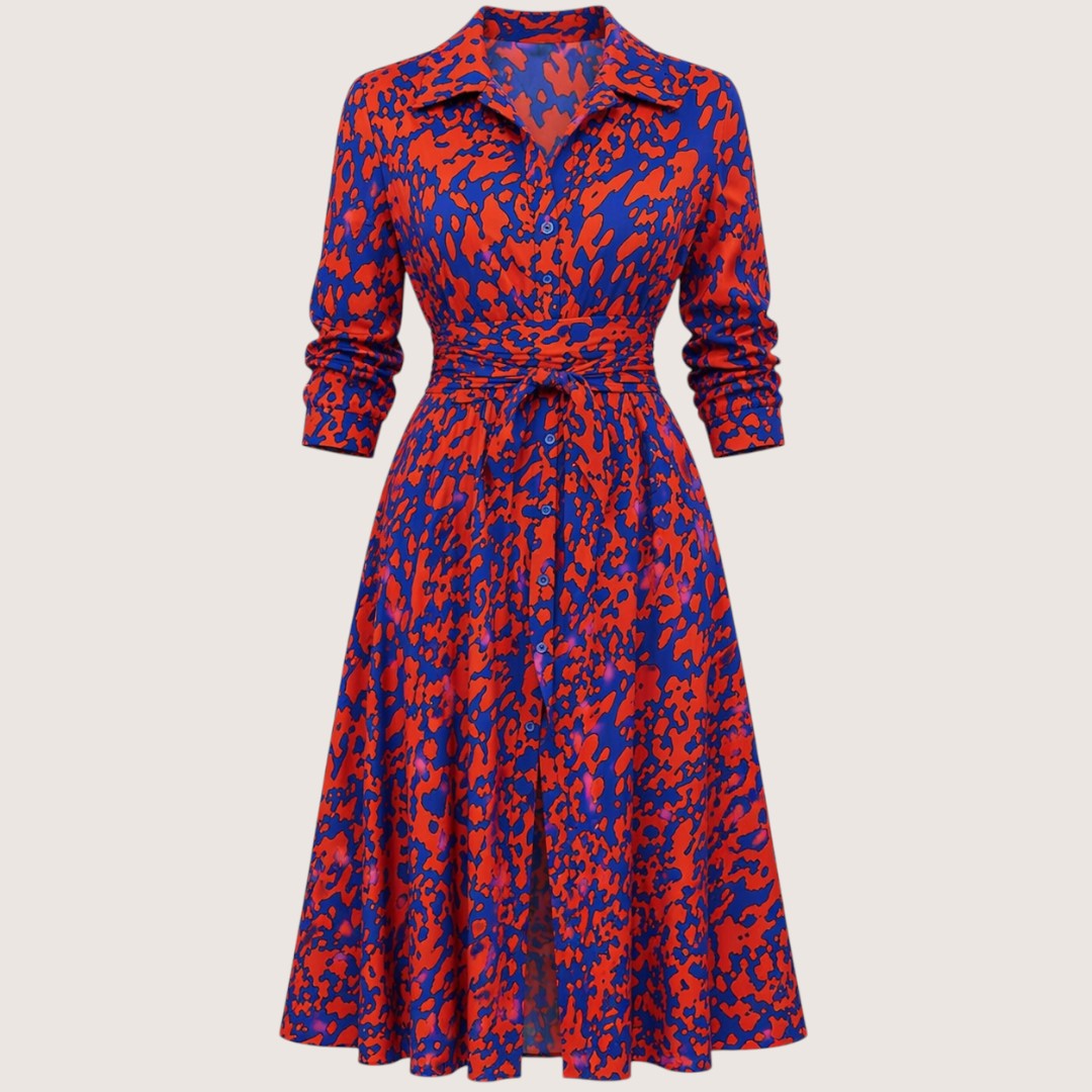 Zaria | Women’s Printed Shirt Dress with Tie Waist and Slit
