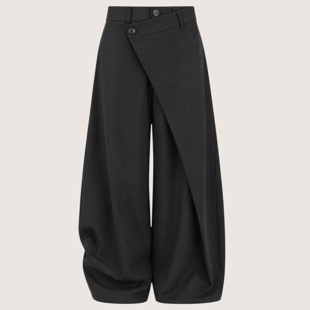 Virelle | Women’s Asymmetrical Wide Leg Trousers with Layered Front