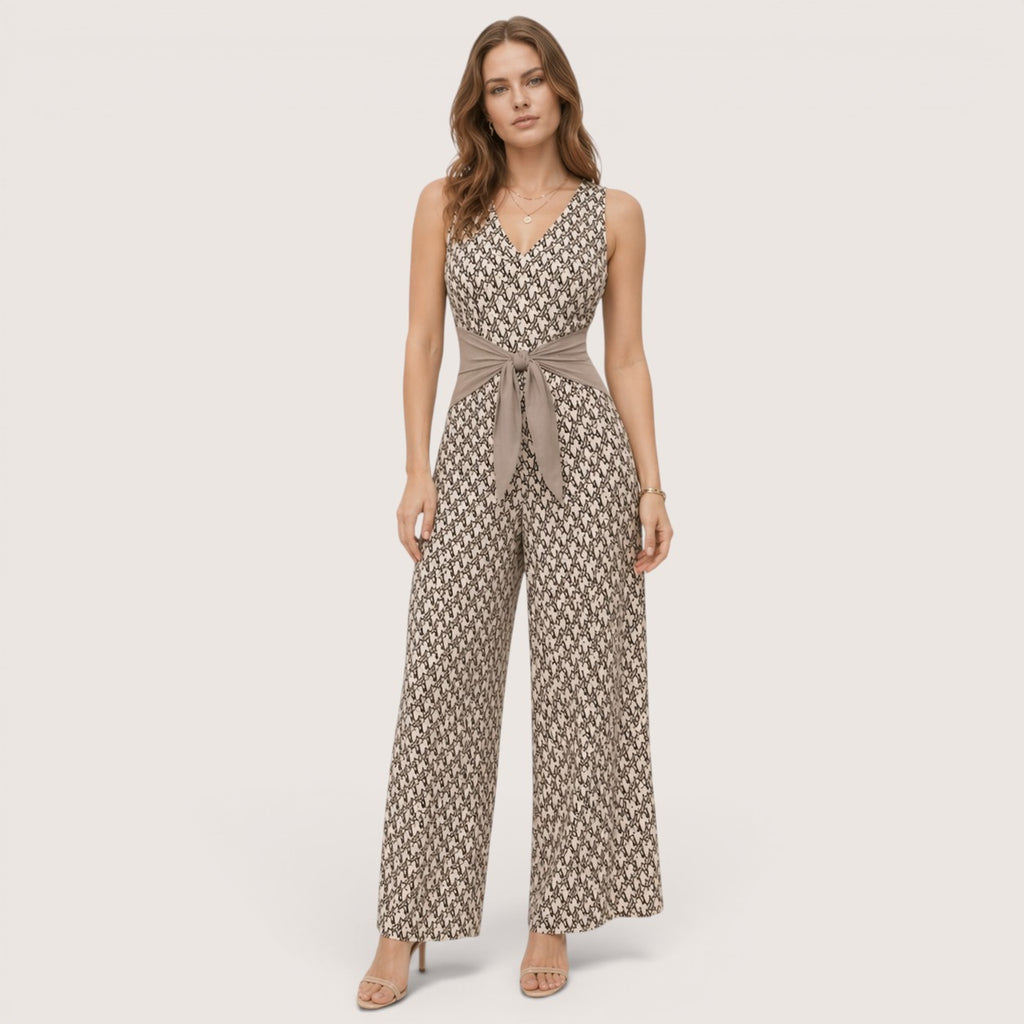 Lyra | Women’s Printed Wide Leg Jumpsuit with Tie Waist