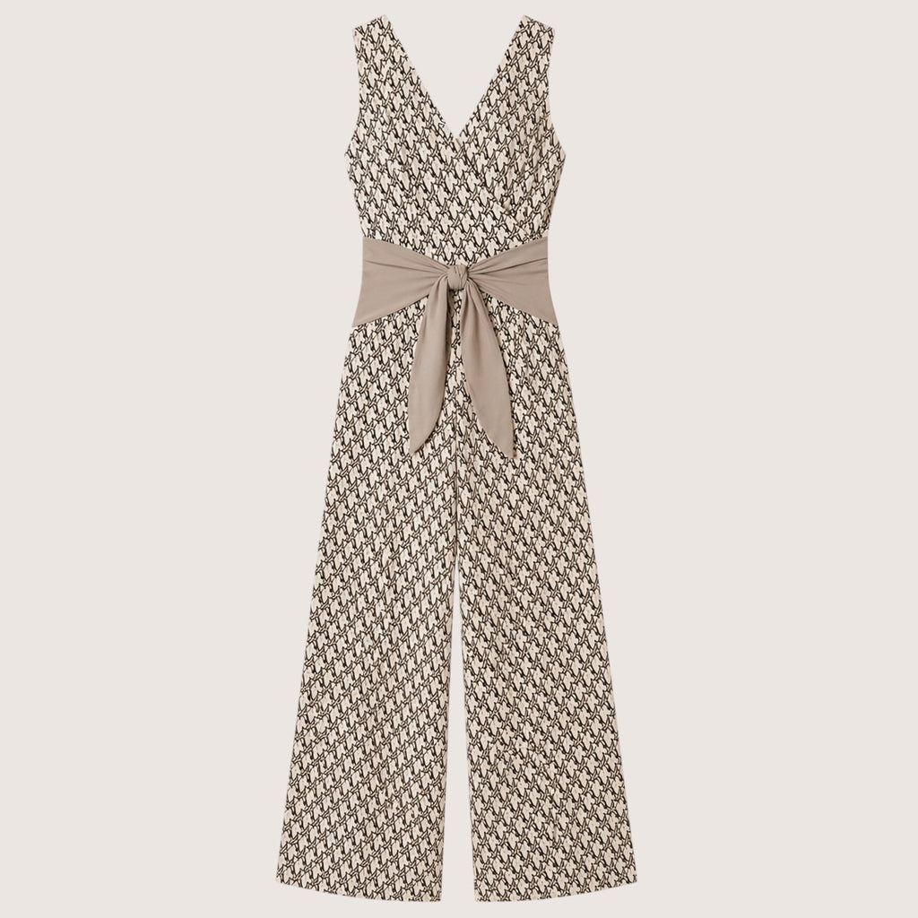 Lyra | Women’s Printed Wide Leg Jumpsuit with Tie Waist