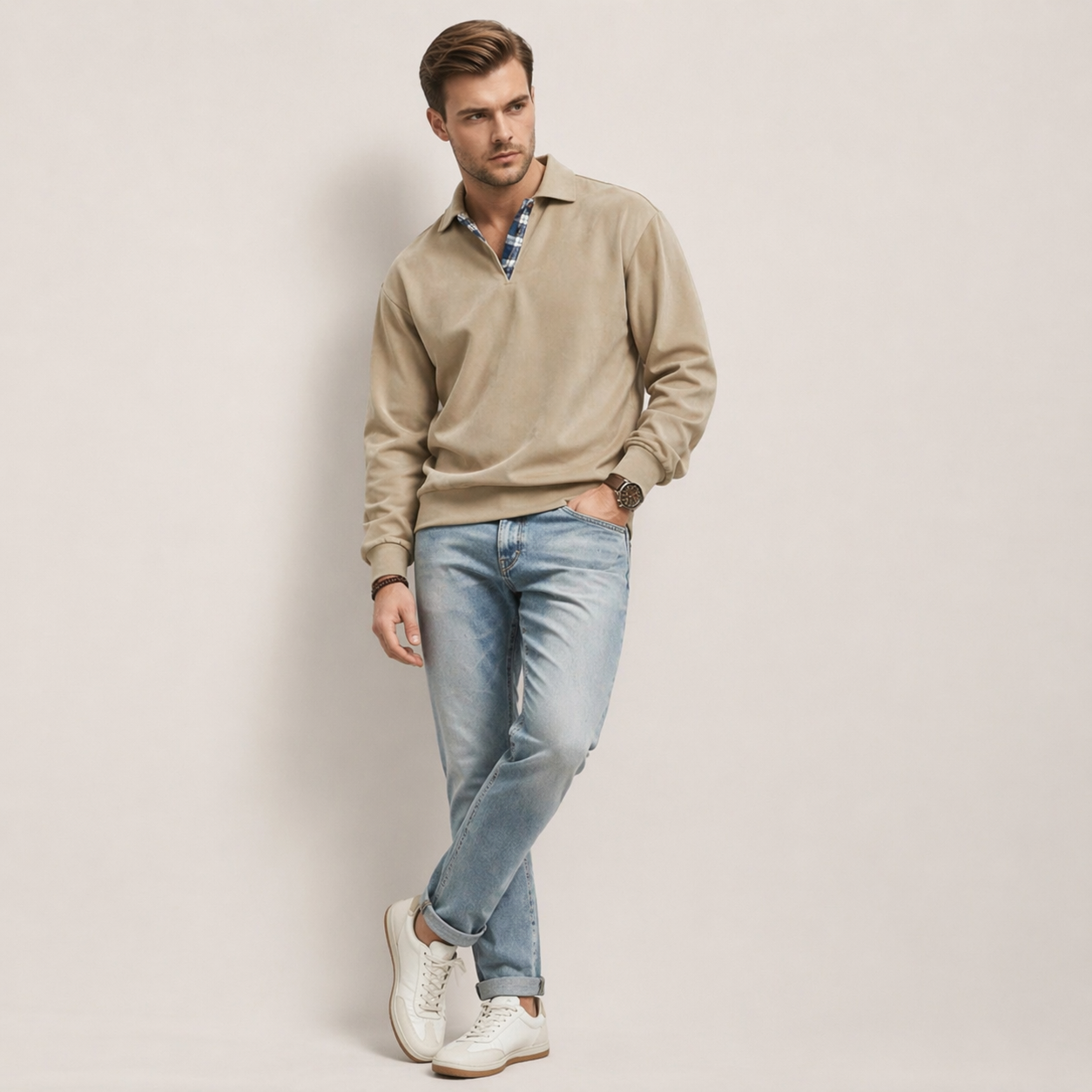Arlen | Men’s Polo Collar Sweatshirt with Long Sleeves