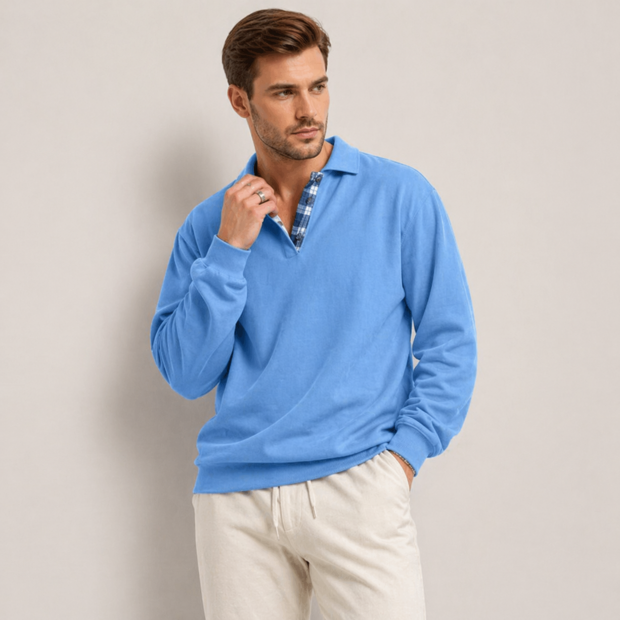 Arlen | Men’s Polo Collar Sweatshirt with Long Sleeves