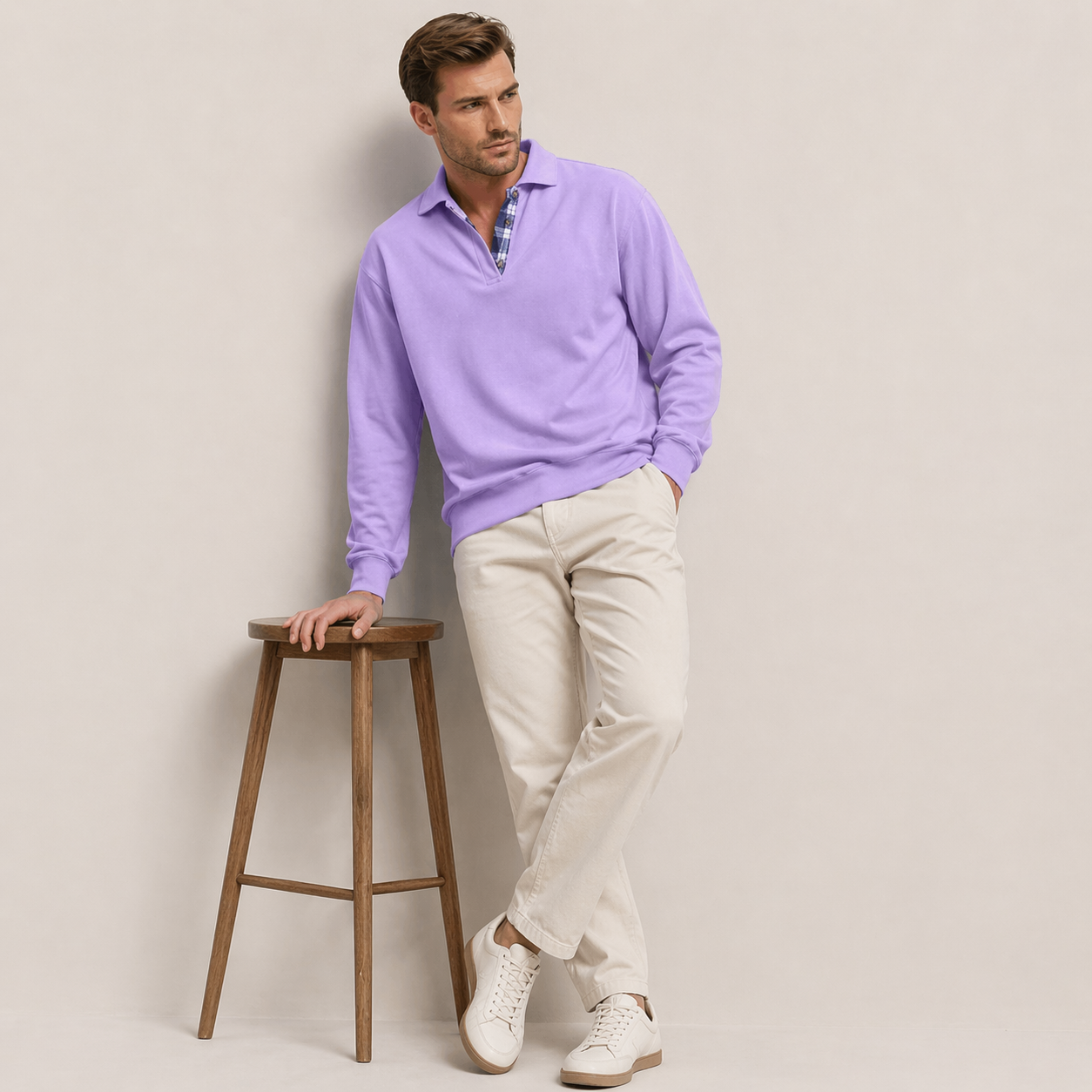 Arlen | Men’s Polo Collar Sweatshirt with Long Sleeves